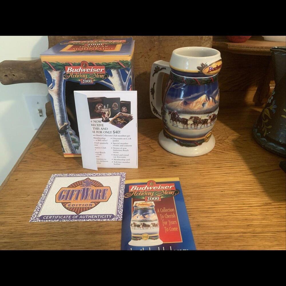 2000 Budweiser Holiday Stein "Holiday in the Mountains" New Original Box… - Picture 2 of 6